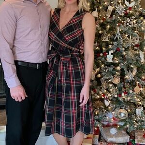 J. Crew tartan Plaid Sleeveless Wrap Dress - Navy Multi